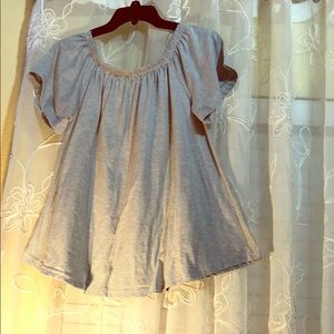 A Grey Striped Off the Shoulder top